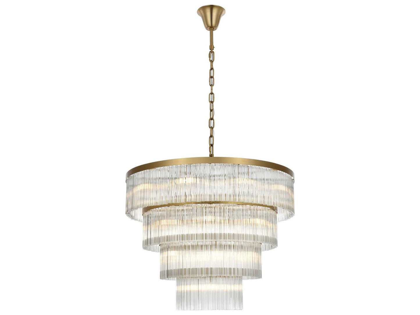 Elegant Lighting Harlow 28-Light Tiered Chandelier in Satin Gold with Royal Cut Crystal