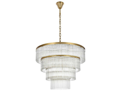Elegant Lighting Harlow 28-Light Tiered Chandelier in Satin Gold with Royal Cut Crystal