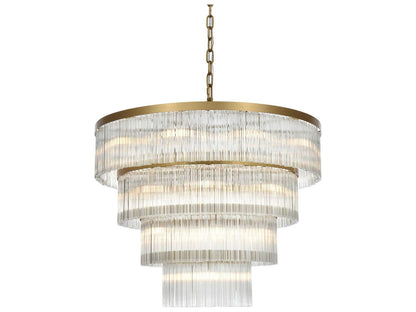 Elegant Lighting Harlow 28-Light Tiered Chandelier in Satin Gold with Royal Cut Crystal