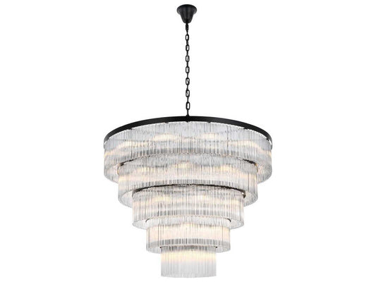 Elegant Lighting Harlow 40-Light Tiered Chandelier in Black with Royal Cut Crystal