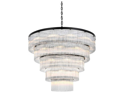 Elegant Lighting Harlow 40-Light Tiered Chandelier in Black with Royal Cut Crystal