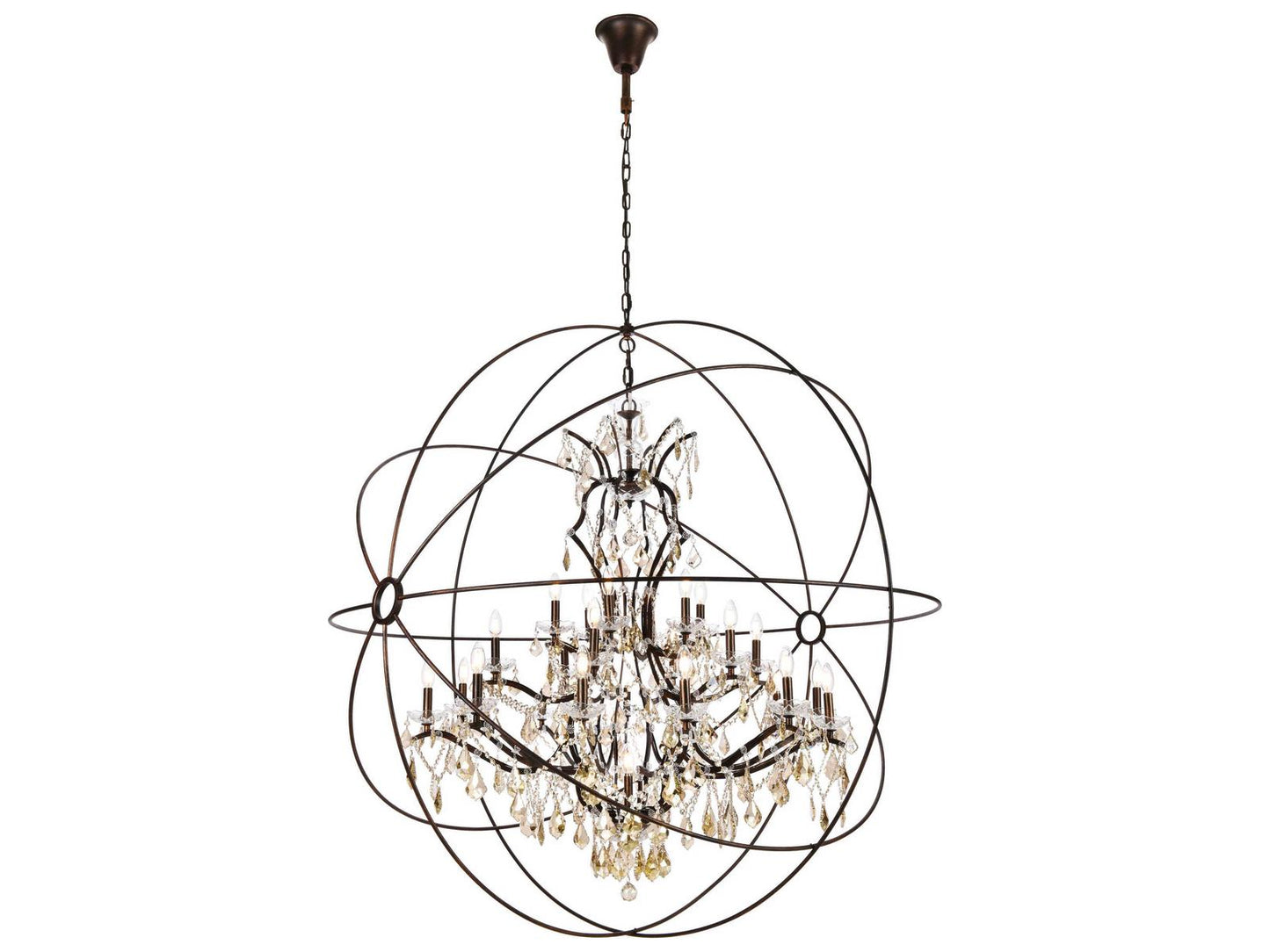 Elegant Lighting Geneva 25-Light Dark Bronze Royal Cut Crystal Chandelier