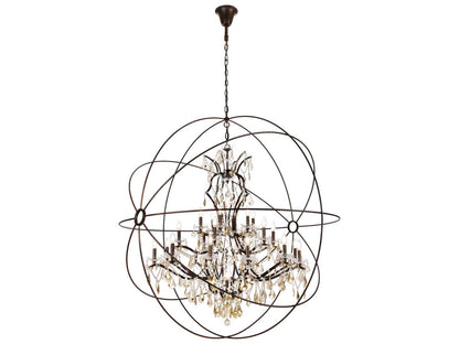 Elegant Lighting Geneva 25-Light Dark Bronze Royal Cut Crystal Chandelier