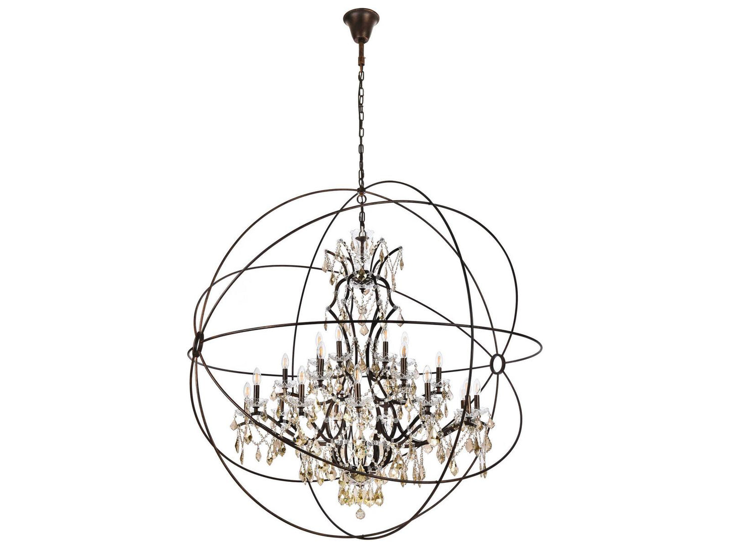 Elegant Lighting Geneva 25-Light Dark Bronze Royal Cut Crystal Chandelier