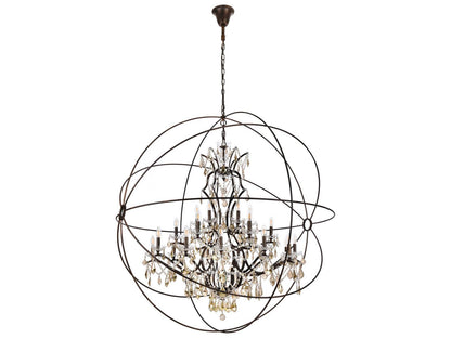 Elegant Lighting Geneva 25-Light Dark Bronze Royal Cut Crystal Chandelier