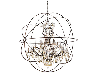 Elegant Lighting Geneva 25-Light Dark Bronze Royal Cut Crystal Chandelier