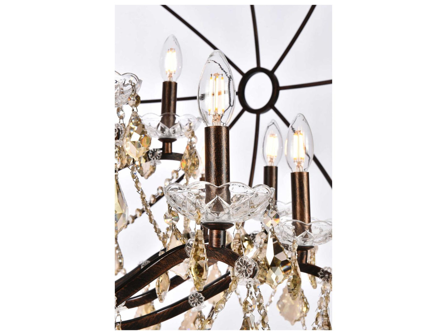 Elegant Lighting Geneva 25-Light Dark Bronze Royal Cut Crystal Chandelier