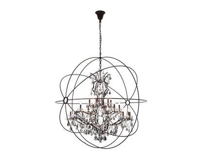 Elegant Lighting Geneva 25-Light Dark Bronze Crystal Candelabra Chandelier