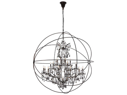 Elegant Lighting Geneva 25-Light Dark Bronze Crystal Candelabra Chandelier
