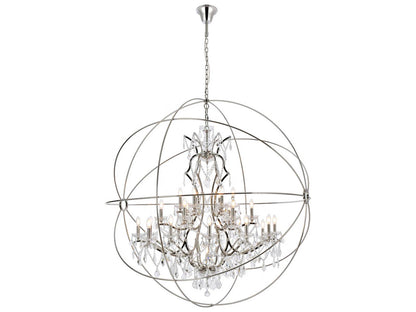 Elegant Lighting Geneva 25-Light Polished Nickel Chandelier with Royal Cut Clear Crystal