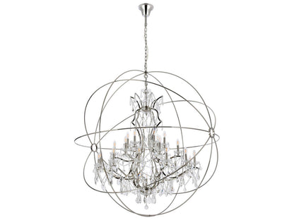Elegant Lighting Geneva 25-Light Polished Nickel Chandelier with Royal Cut Clear Crystal