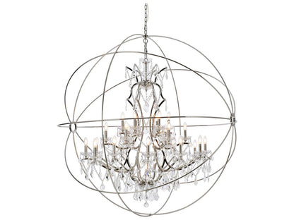 Elegant Lighting Geneva 25-Light Polished Nickel Chandelier with Royal Cut Clear Crystal