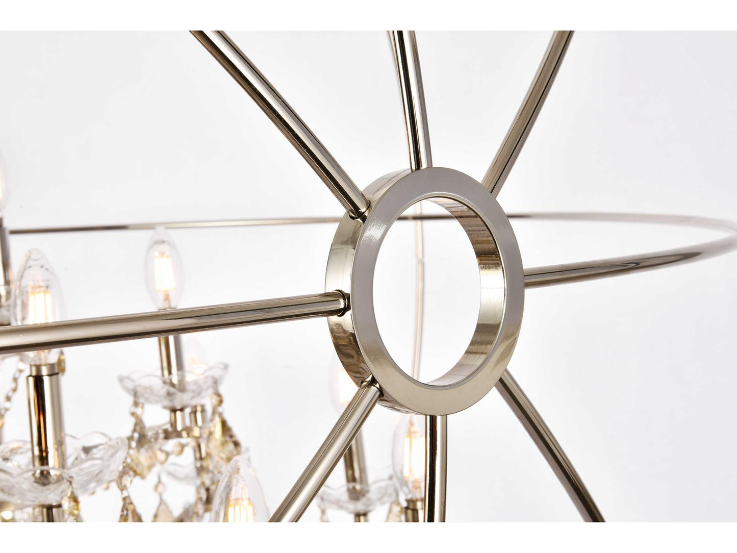 Elegant Lighting Geneva 25-Light Transitional Chandelier in Polished Nickel with Golden Teak Crystal