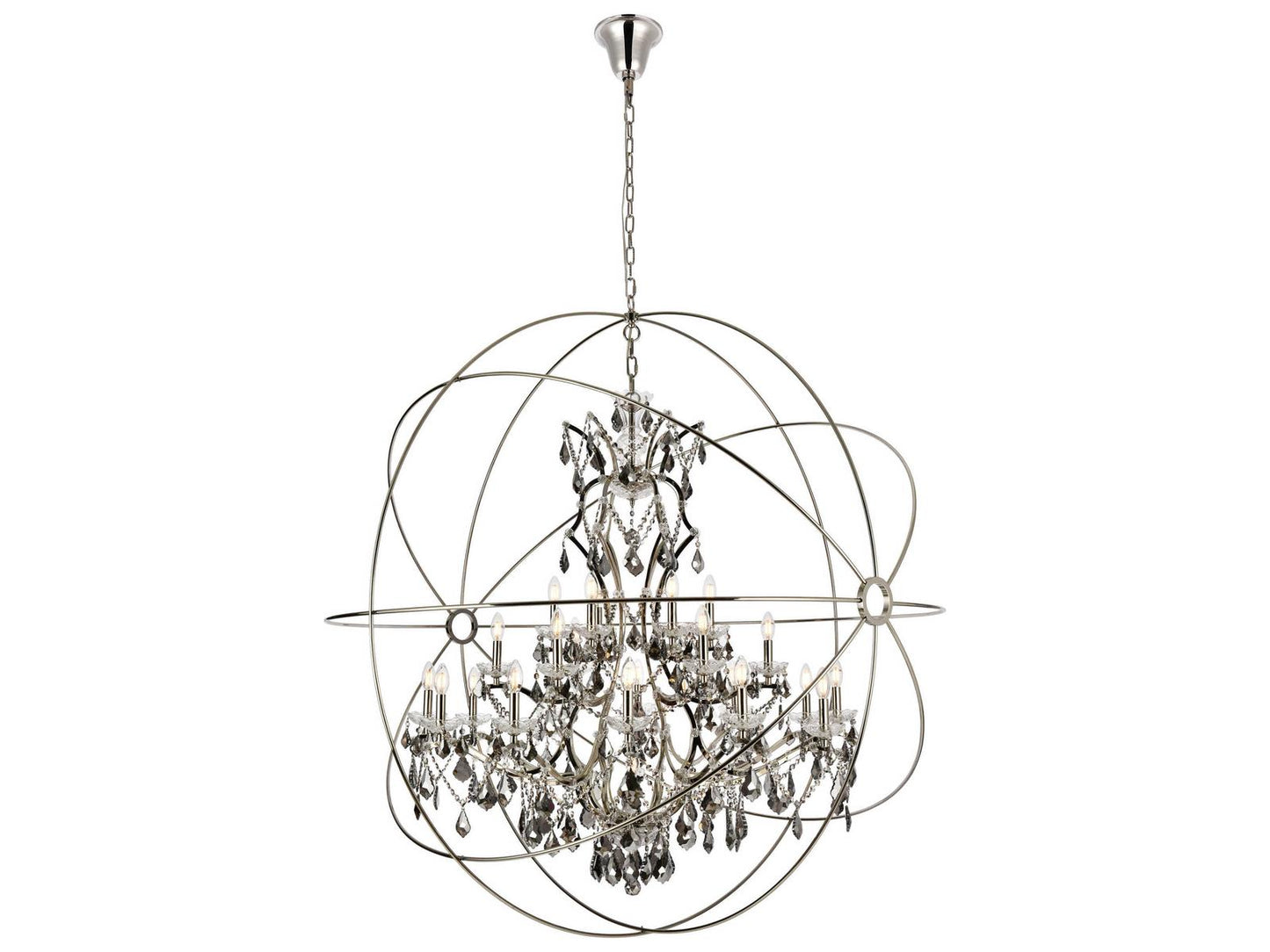 Elegant Lighting Geneva 25-Light Royal Cut Crystal Chandelier in Polished Nickel