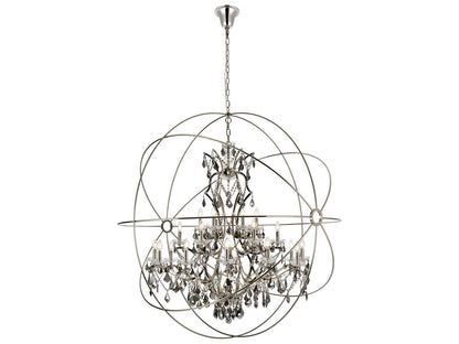 Elegant Lighting Geneva 25-Light Royal Cut Crystal Chandelier in Polished Nickel