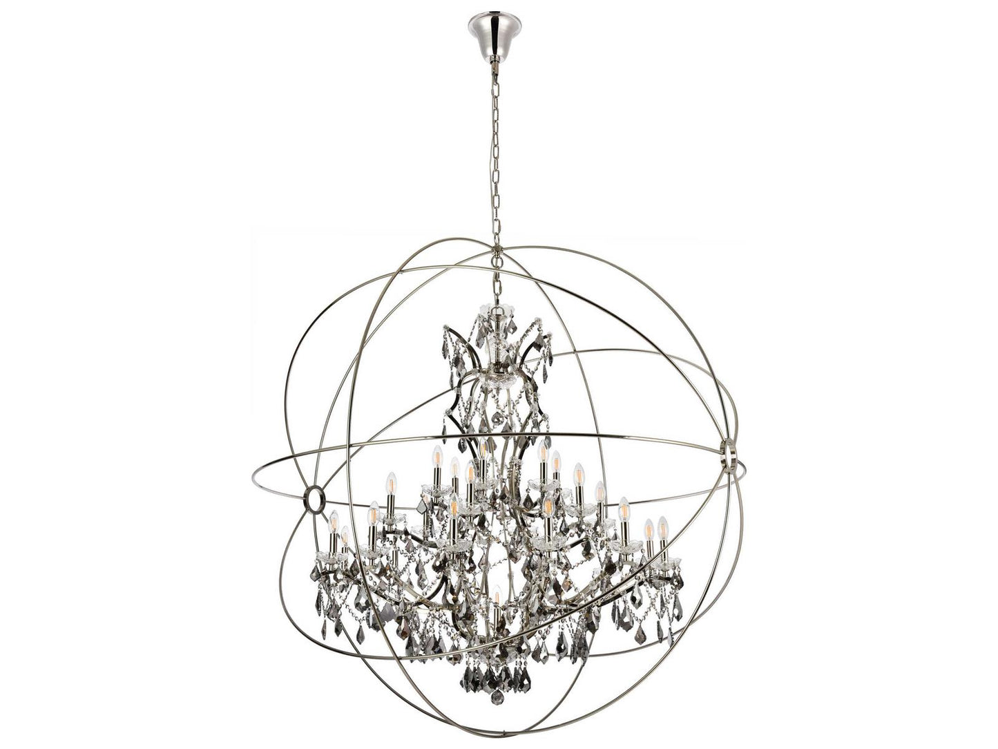 Elegant Lighting Geneva 25-Light Royal Cut Crystal Chandelier in Polished Nickel