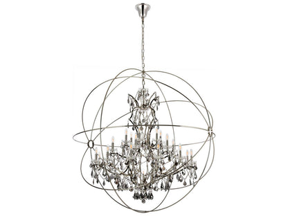 Elegant Lighting Geneva 25-Light Royal Cut Crystal Chandelier in Polished Nickel