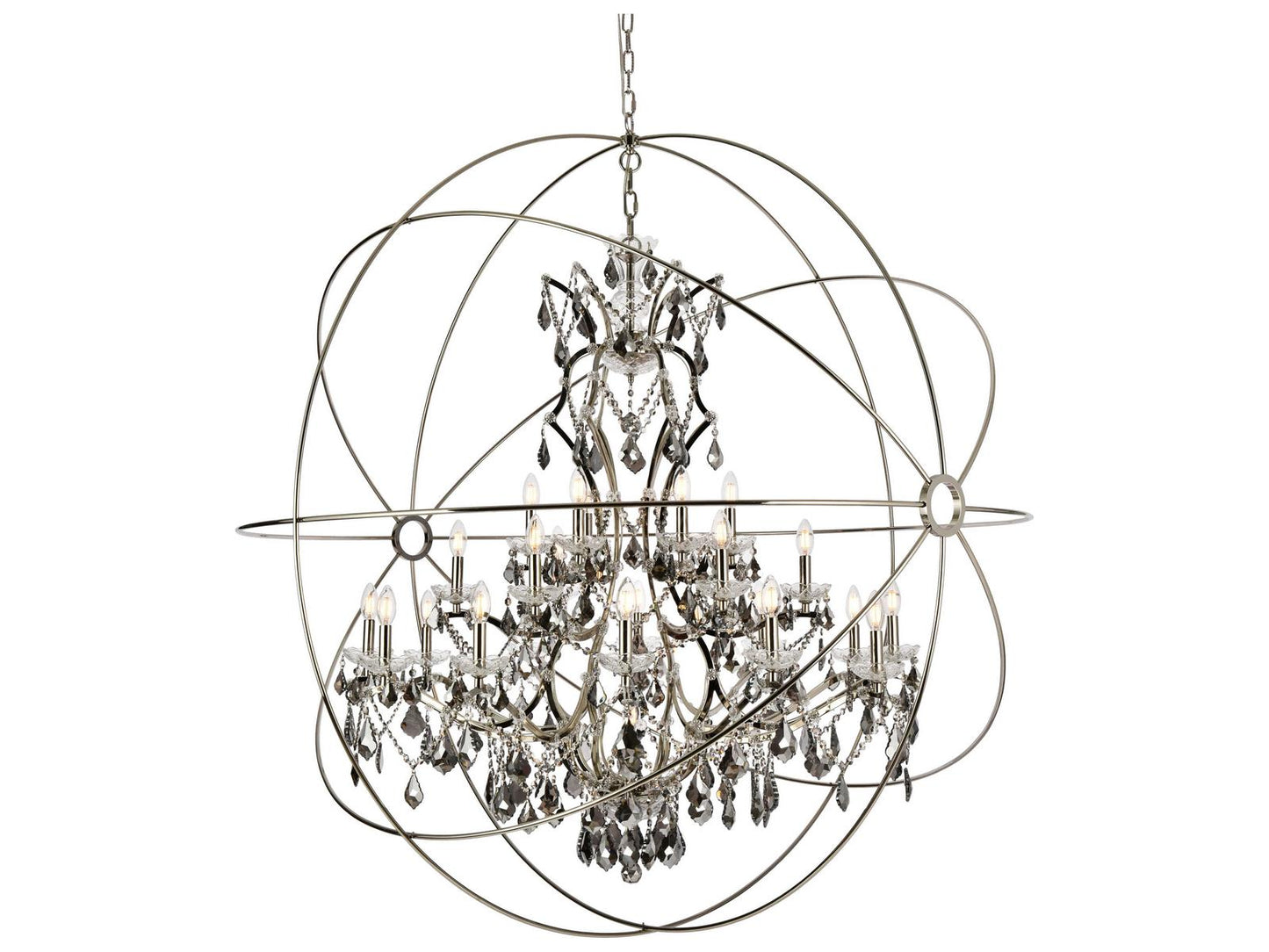 Elegant Lighting Geneva 25-Light Royal Cut Crystal Chandelier in Polished Nickel
