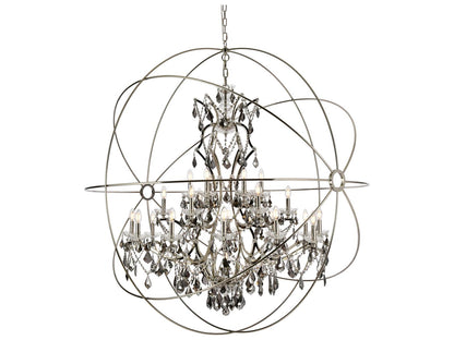 Elegant Lighting Geneva 25-Light Royal Cut Crystal Chandelier in Polished Nickel