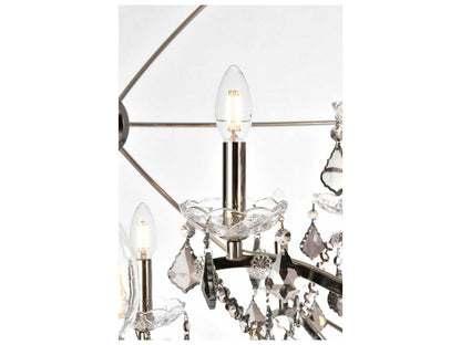 Elegant Lighting Geneva 25-Light Royal Cut Crystal Chandelier in Polished Nickel