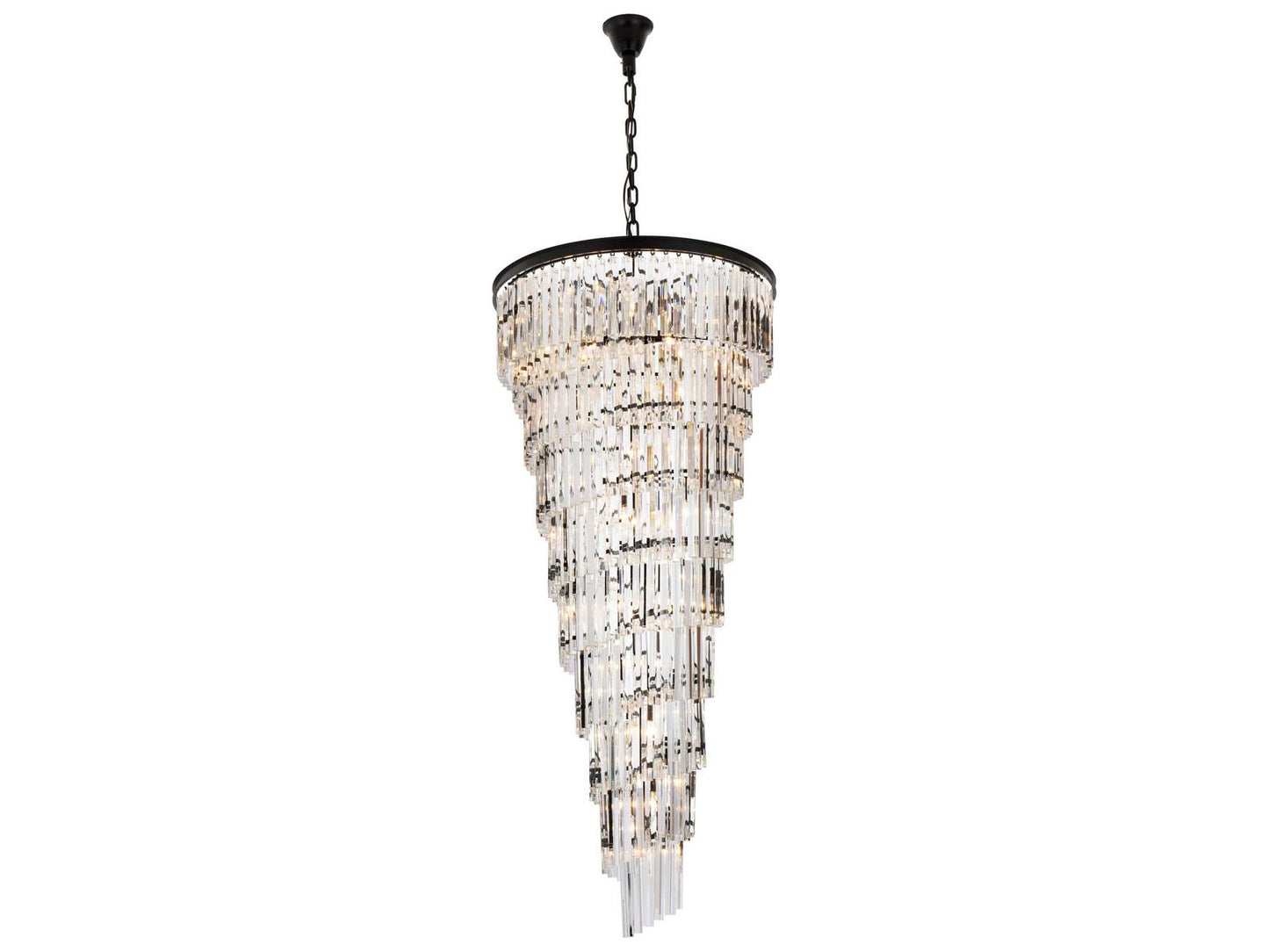 Elegant Lighting Sydney 35-Light Matte Black Tiered Crystal Chandelier