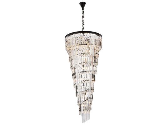 Elegant Lighting Sydney 35-Light Matte Black Tiered Crystal Chandelier