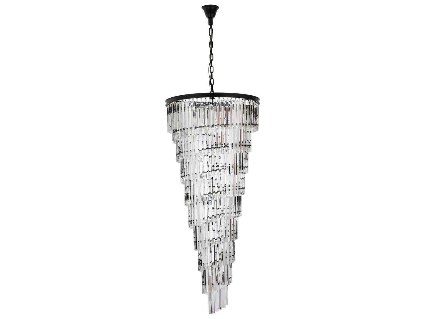 Elegant Lighting Sydney 35-Light Matte Black Tiered Crystal Chandelier