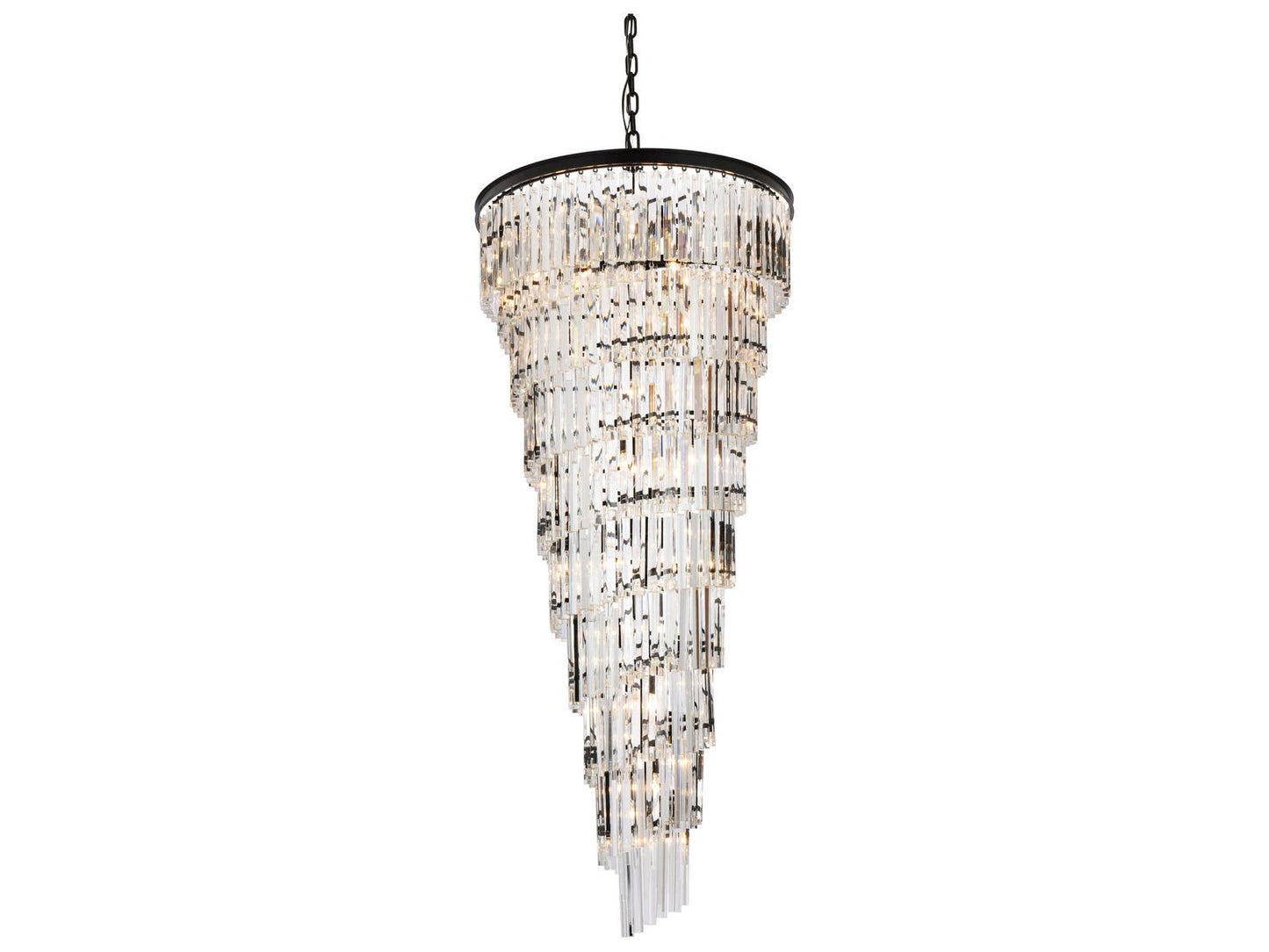 Elegant Lighting Sydney 35-Light Matte Black Tiered Crystal Chandelier