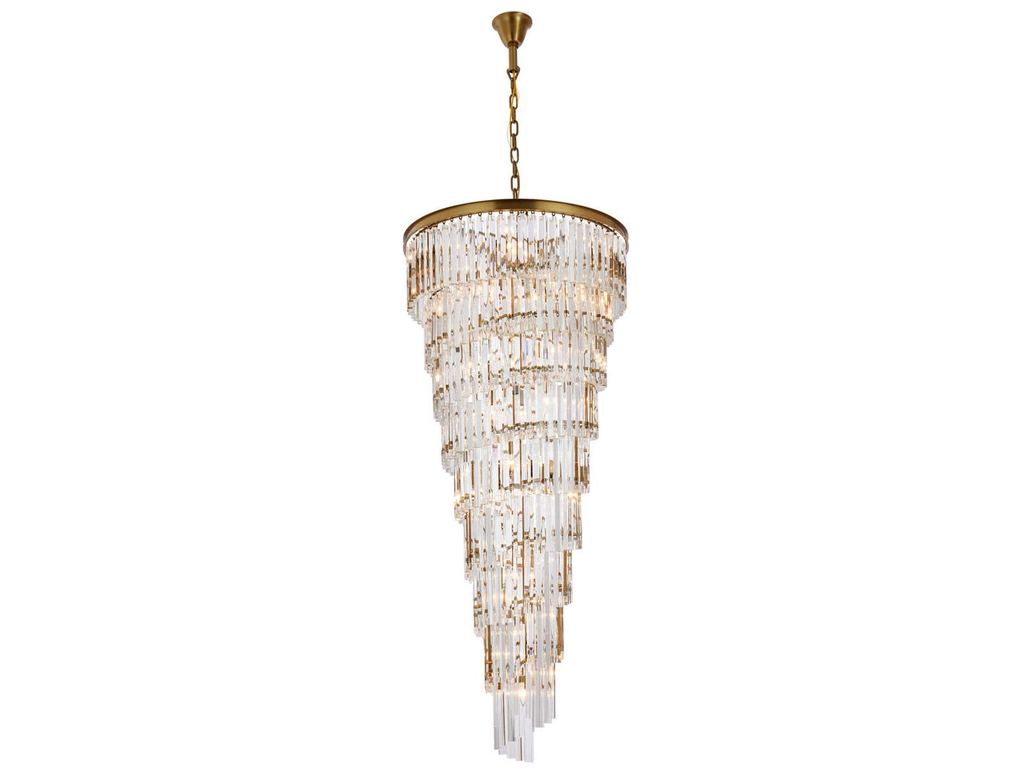 Elegant Lighting Sydney 35-Light Satin Gold Tiered Chandelier with Royal Cut Crystal