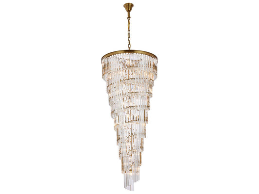 Elegant Lighting Sydney 35-Light Satin Gold Tiered Chandelier with Royal Cut Crystal