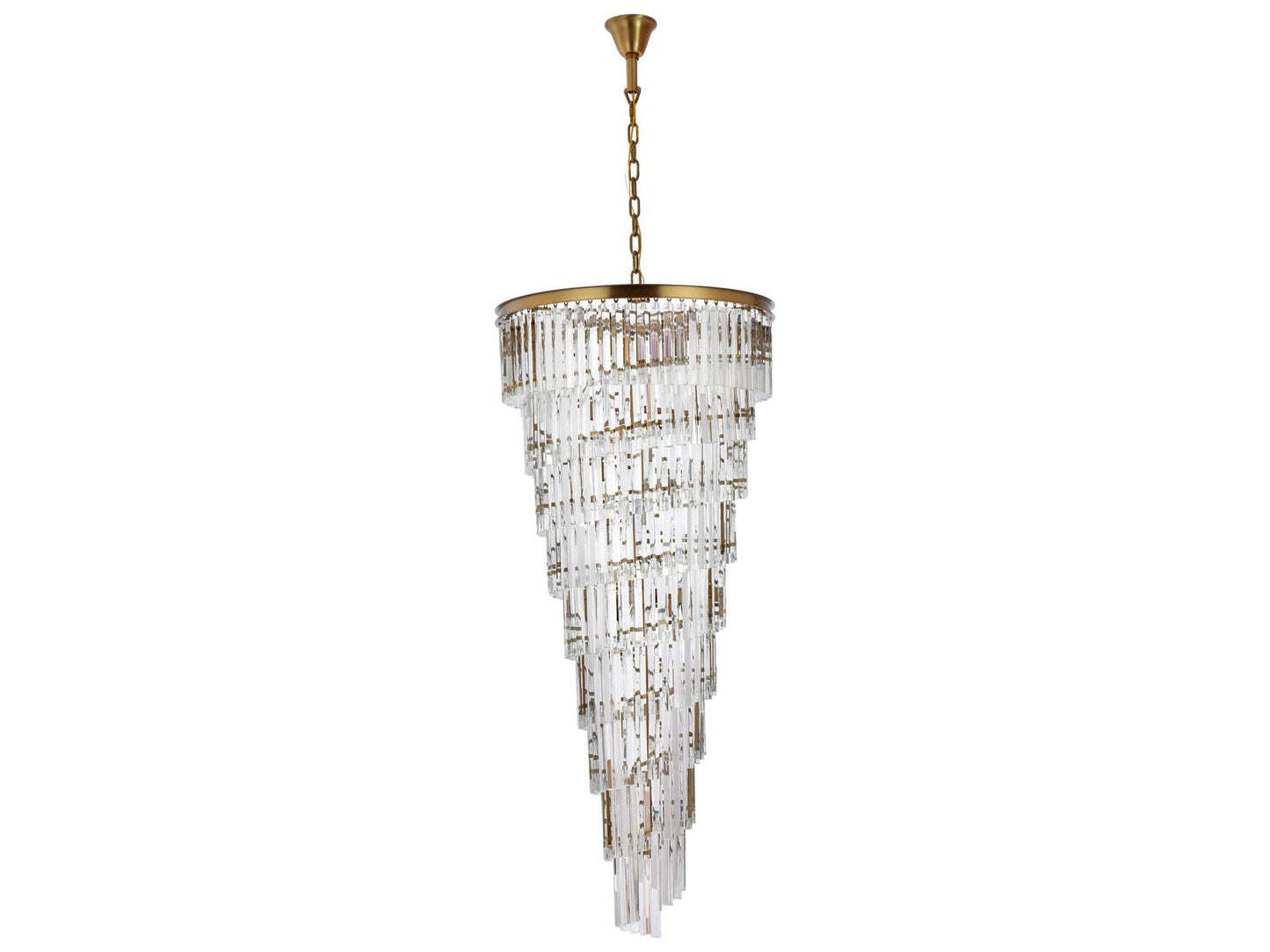 Elegant Lighting Sydney 35-Light Satin Gold Tiered Chandelier with Royal Cut Crystal