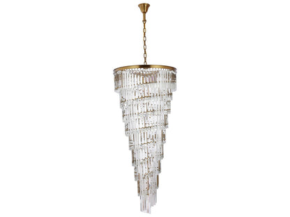 Elegant Lighting Sydney 35-Light Satin Gold Tiered Chandelier with Royal Cut Crystal