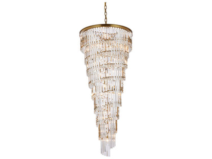 Elegant Lighting Sydney 35-Light Satin Gold Tiered Chandelier with Royal Cut Crystal