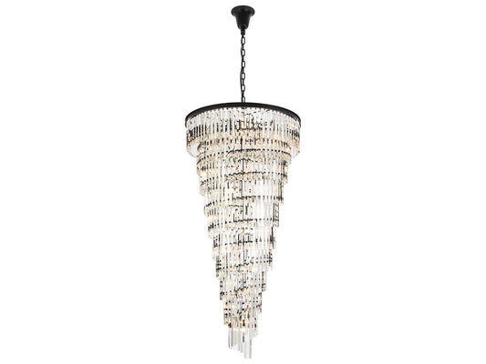 Elegant Lighting Sydney 42-Light Matte Black Tiered Chandelier with Royal Cut Crystals
