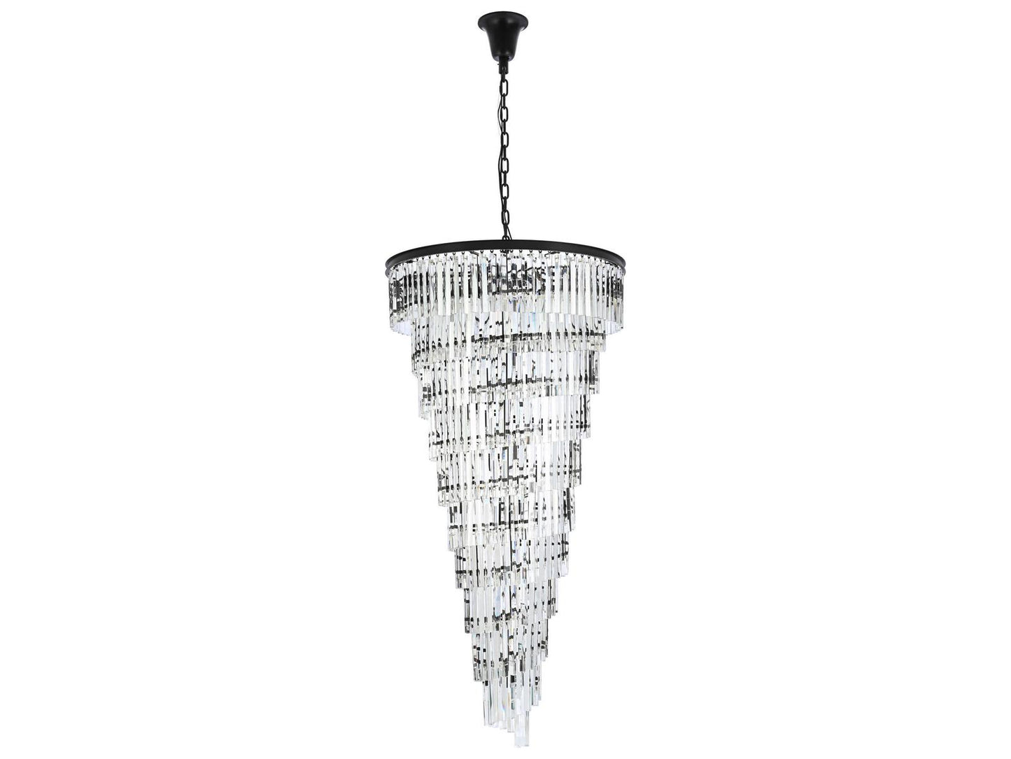 Elegant Lighting Sydney 42-Light Matte Black Tiered Chandelier with Royal Cut Crystals