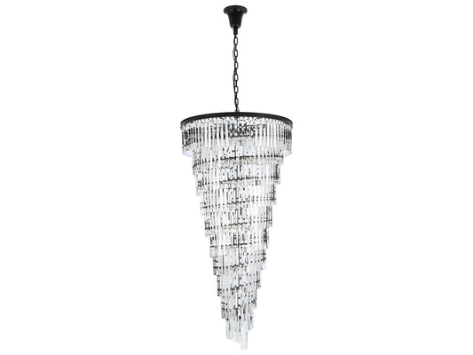 Elegant Lighting Sydney 42-Light Matte Black Tiered Chandelier with Royal Cut Crystals