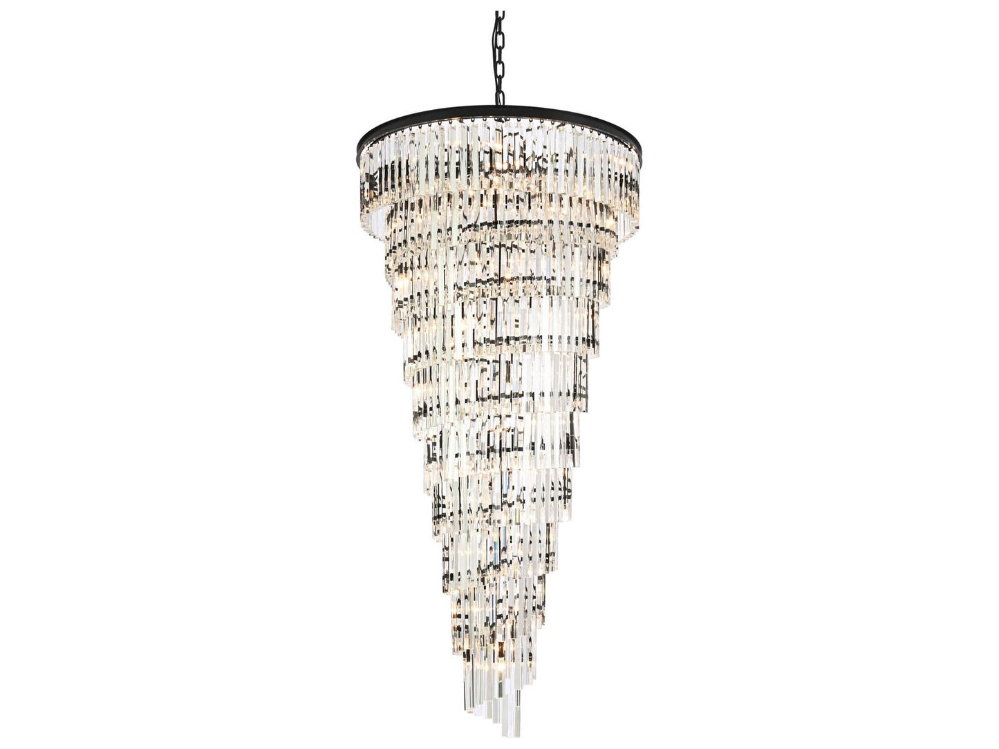 Elegant Lighting Sydney 42-Light Matte Black Tiered Chandelier with Royal Cut Crystals