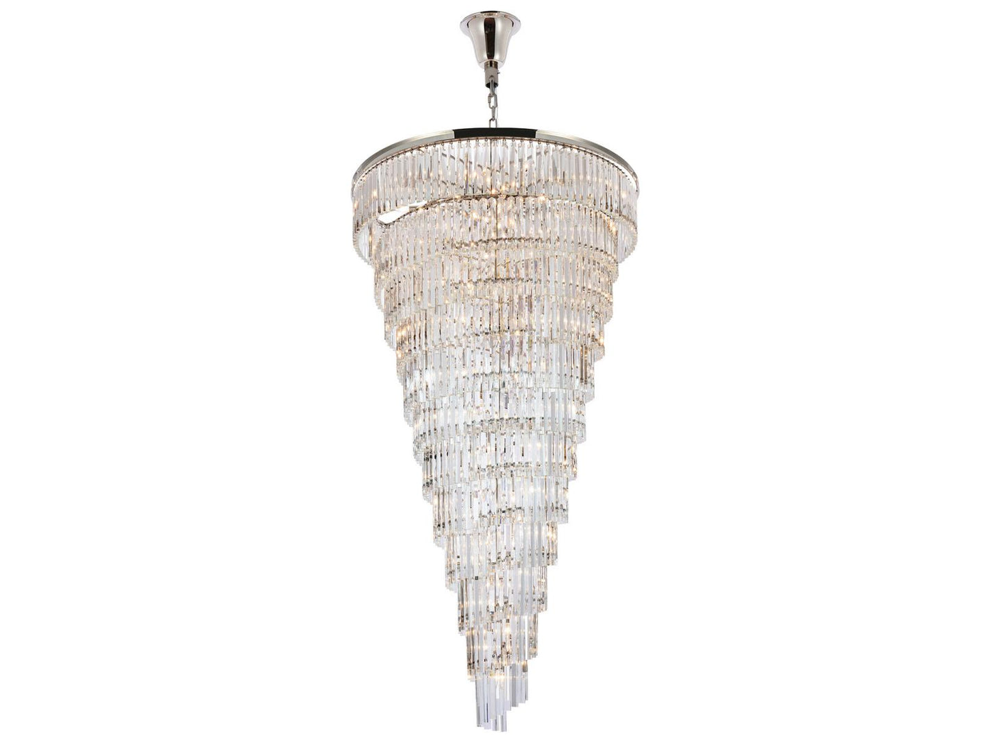 Elegant Lighting Sydney 58-Light Polished Nickel Tiered Chandelier with Royal Cut Crystals
