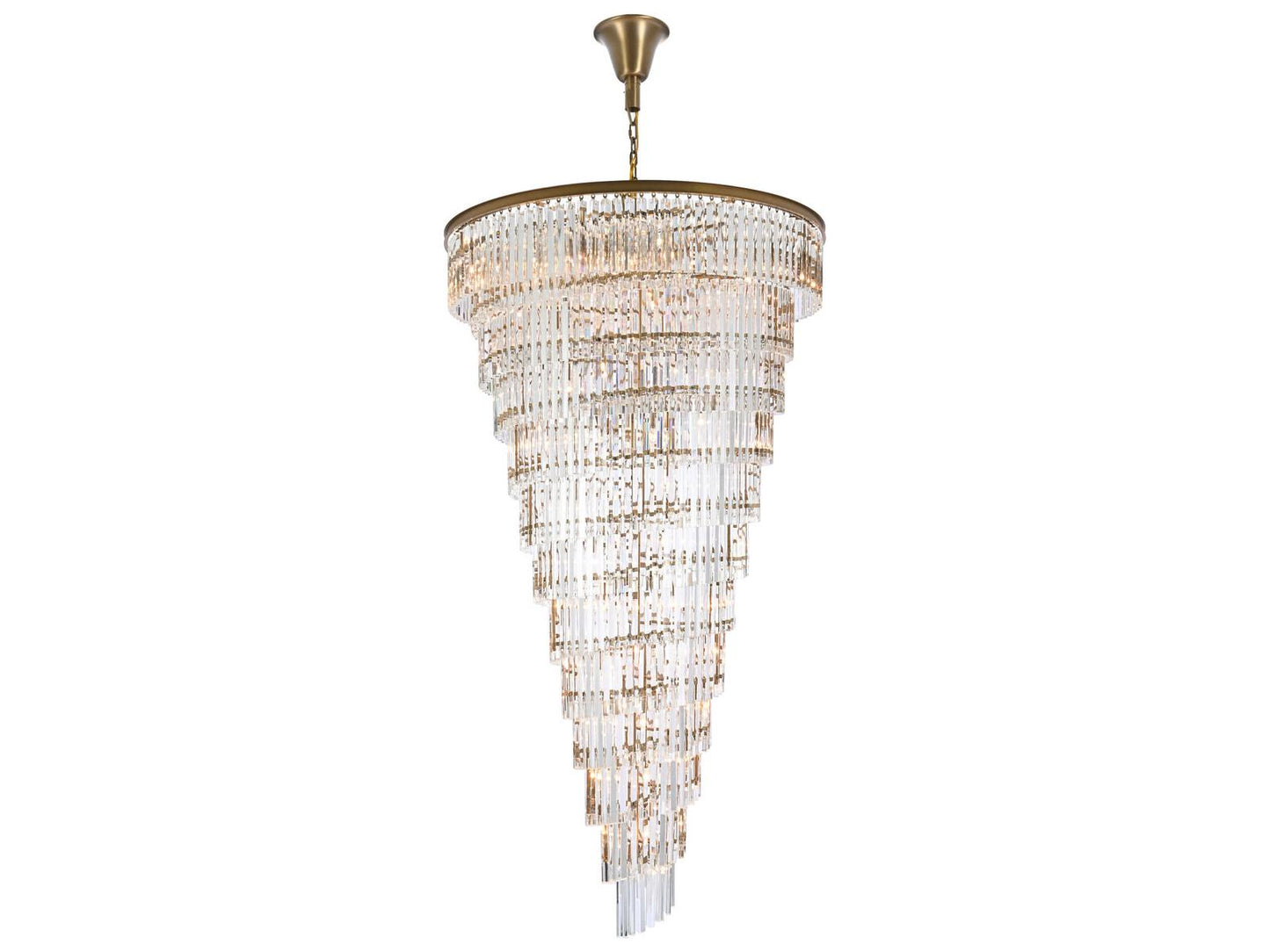 Elegant Lighting Sydney 58-Light Tiered Chandelier in Satin Gold with Royal Cut Crystal