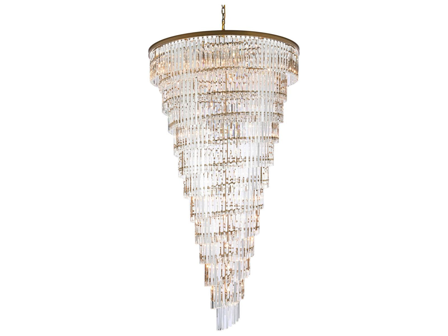 Elegant Lighting Sydney 58-Light Tiered Chandelier in Satin Gold with Royal Cut Crystal