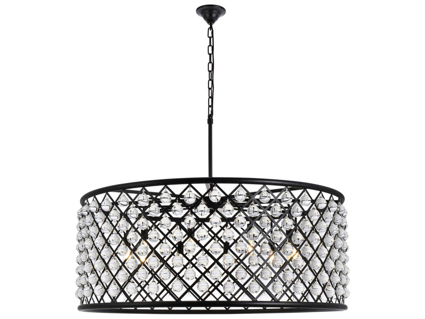 Elegant Lighting Madison 10-Light Matte Black Crystal Drum Chandelier