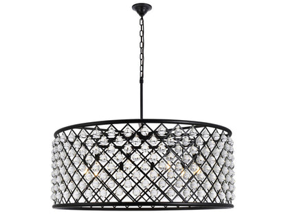 Elegant Lighting Madison 10-Light Matte Black Crystal Drum Chandelier