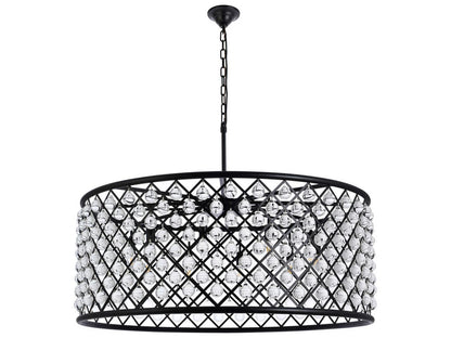 Elegant Lighting Madison 10-Light Matte Black Crystal Drum Chandelier