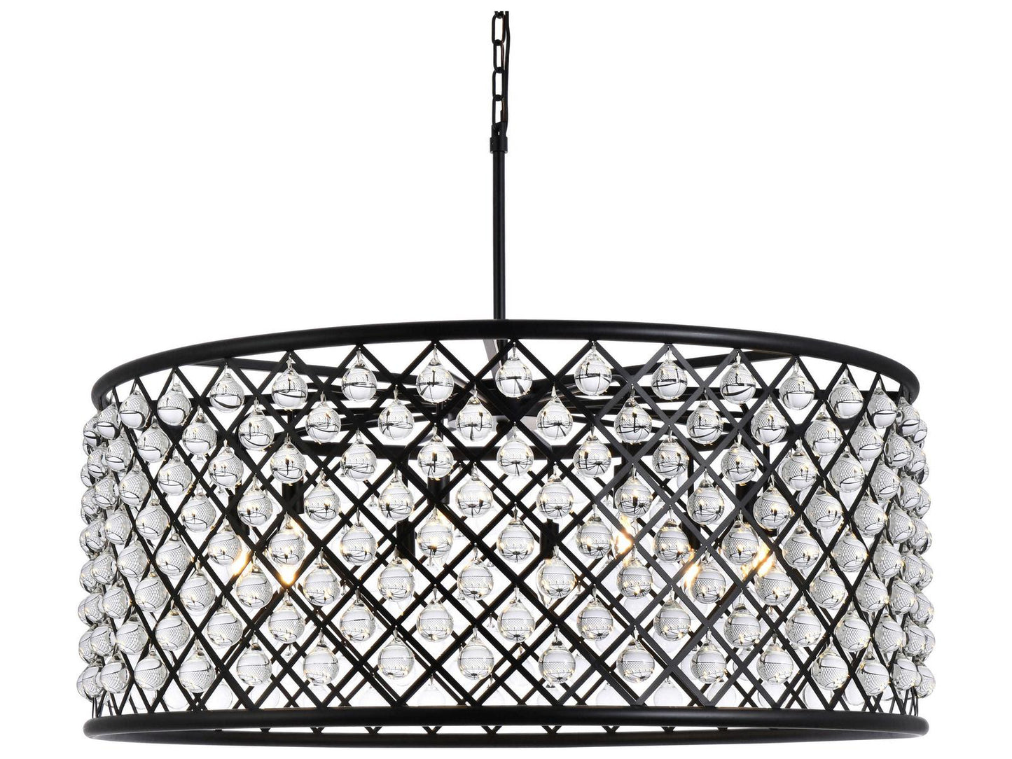 Elegant Lighting Madison 10-Light Matte Black Crystal Drum Chandelier