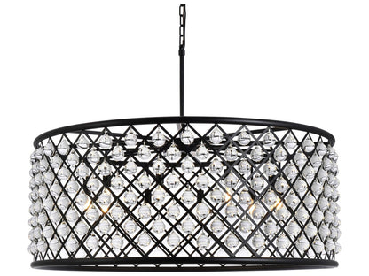 Elegant Lighting Madison 10-Light Matte Black Crystal Drum Chandelier