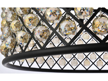 Elegant Lighting Madison 10-Light Crystal Drum Chandelier in Matte Black Golden Teak