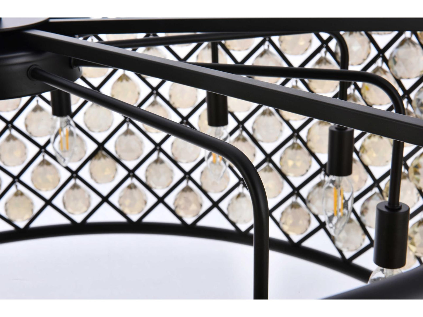 Elegant Lighting Madison 10-Light Crystal Drum Chandelier in Matte Black Golden Teak