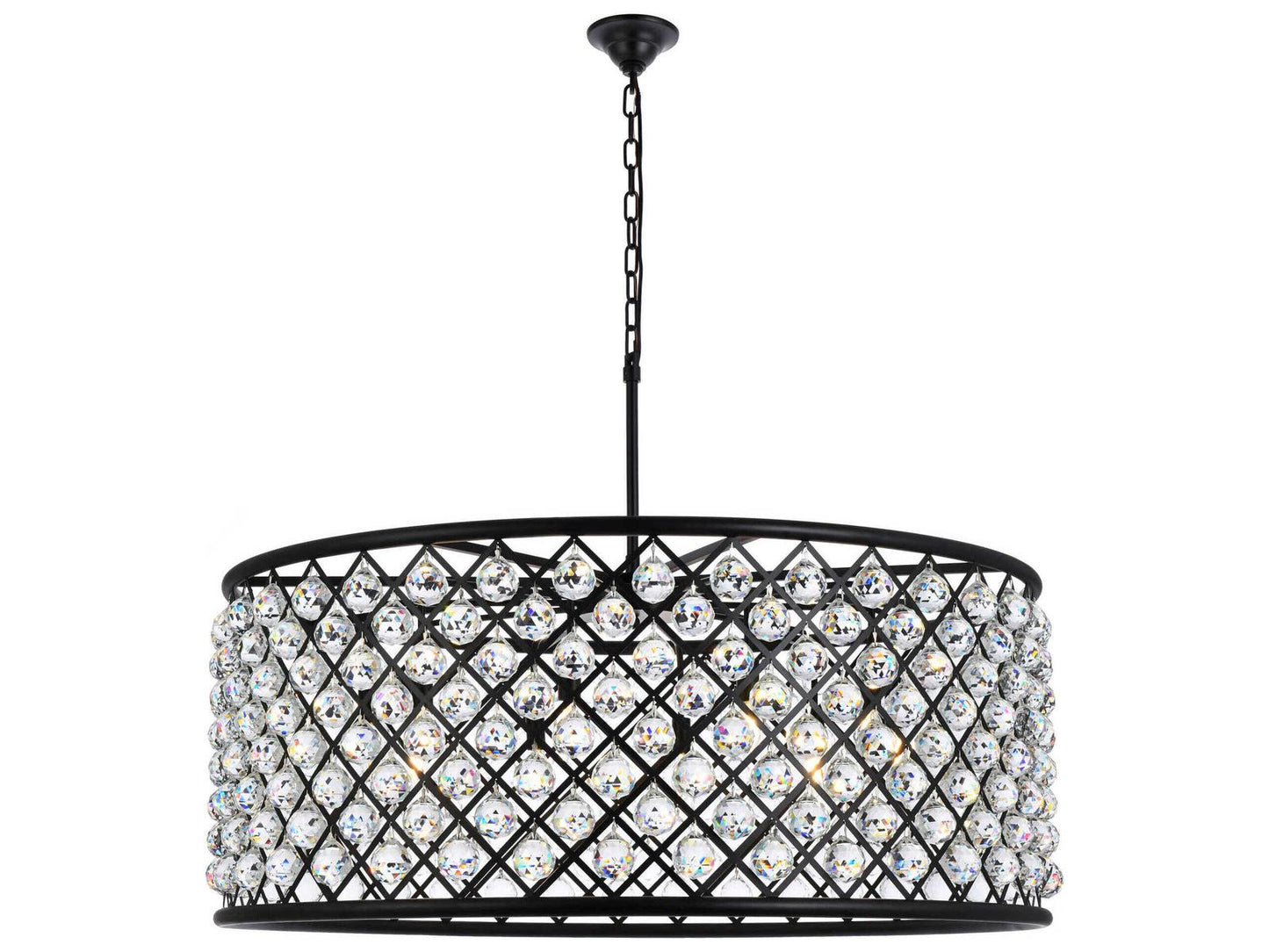Elegant Lighting Madison 10-Light Matte Black Crystal Drum Chandelier