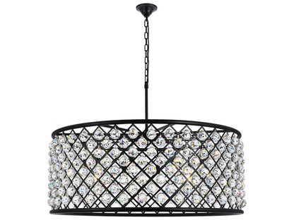 Elegant Lighting Madison 10-Light Matte Black Crystal Drum Chandelier