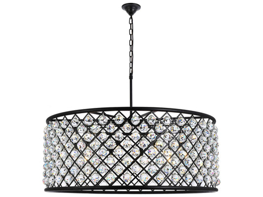 Elegant Lighting Madison 10-Light Matte Black Crystal Drum Chandelier